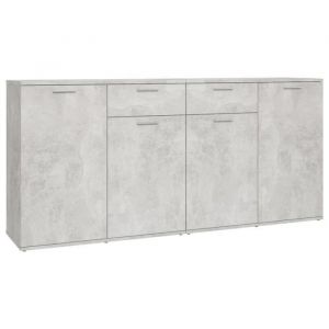 Helloshop26 - Buffet bahut commode armoire meuble de rangement organisateur cuisine salle de séjour salon 160 x 36 x 75 cm bois d'ingénierie gris