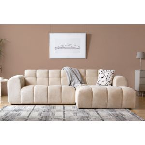 Concept-Usine Canapé D'angle 3 Places Nuage En Velours Beige Salford