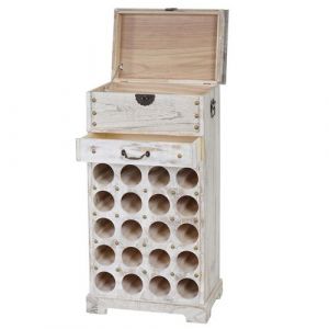 Nova Porte-bouteilles pour vins en bois de Paulonie avec tiroir de style vintage Couleur : BLANCHE