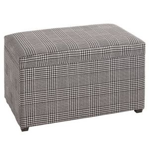 Pegane Coffre de rangement en MDF et tissu coloris noir-blanc - Longueur 65 x Hauteur 42 x Profondeur 40 cm