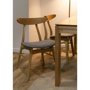 Gooddly - Chaise en bois - chêne naturel/gris - Chêne naturel - Selsey