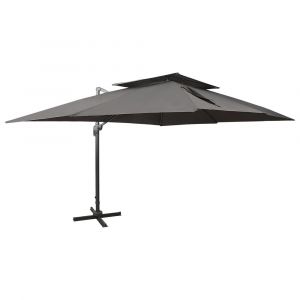 Parasol d&eacute;port&eacute; &agrave; double toit anthracite 400 x 300 cm 02_0008565