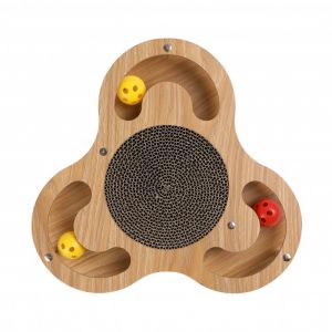 Wouapy Aire de jeux pour chat carton et bois (Forme: TRIANGULO)
