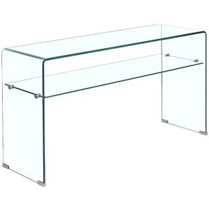 Image de Console rectangulaire L125 cm en verre trempé et étagère vitrée - ice