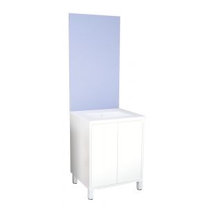 Meuble Salle de Bain BELIS - A poser - Miroir Affleurant - 60cm Finition Blanc