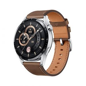 Huawei WATCH GT 3 46 mm, Longue autonomie, AI Running Coach, 100+ modes sport, Appels Bluetooth, Positionnement &agrave; cinq syst&egrave;mes, Surveillance du SpO2, Compatible avec iPhone et Android, Marron