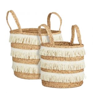 Mica Decorations Paniers de rangement Lot de 2 - Jacinthe d'eau - Marron - H30/27 x Ø32/28 cm