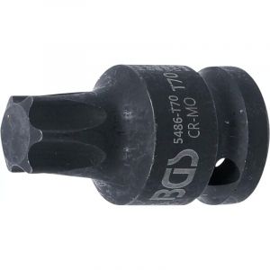 BGS Technic Douilles embouts 1/2 impact a chocs torx court de t20 a t70 - dimensions : torx-t70-choc