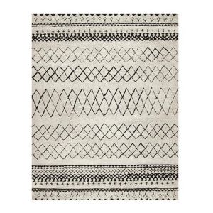 Nazar ASMA Tapis de salon style Berb&egrave;re en polypropyl&egrave;ne - Beige, marron et noir - 160 x 230 cm