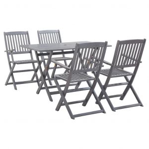 Image de VidaXL Mobilier ? d?ner de jardin 5 pcs Bois d'acacia massif Gris