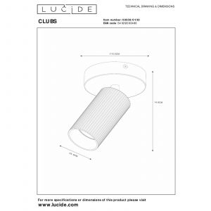 Lucide Spot pour plafond Clubs &agrave; 1 lampe, noir