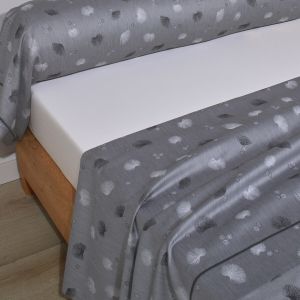 Blanc des vosges Parure drap plat + 2 taies 65 x 65 satin jacquard KYOTO Graphite
