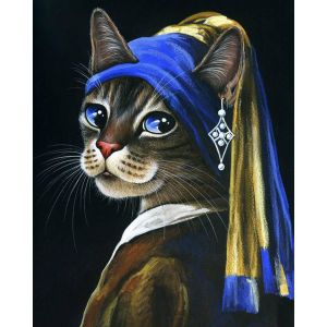 Figured'Art Peinture par Num&eacute;ro Adulte avec Cadre La jeune minette &agrave; la perle - Activit&eacute; Manuelle Kit de Loisir Cr&eacute;atif DIY Num&eacute;ro d'Art Complet - 40x50cm toile tendue sur ch&acirc;ssis