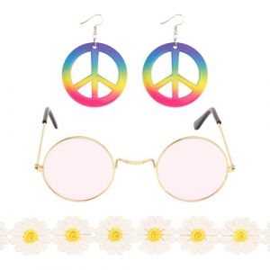 Ruedelafete Kit Hippie 3 pièces (lunettes, bandeau, boucles)
