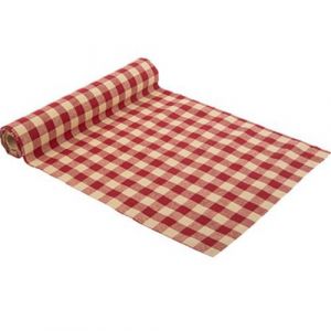 Chemin de table tissu vichy beige rouge 28cmx5m - artifetes 92692