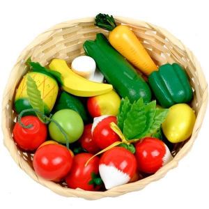 Goki Panier de fruits et legumes en bois 21 pcs Joue...