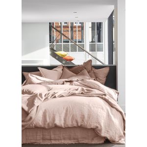 Image de Housse de couette lin lave rose 240x260 cm