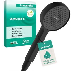 Hansgrohe Activera S 28031670 Pommeau de douche à économie d'eau 8 l/min (EcoSmart) avec 1 type de jet - Pommeau de douche rond avec fonction anti-calcaire - Noir mat