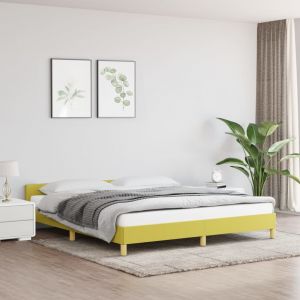 VidaXL Cadre de lit avec tête de lit Vert 180 x 200 cm Tissu