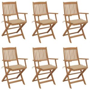 VidaXL Chaises pliables de jardin 6 pcs avec coussins Bois d'acacia