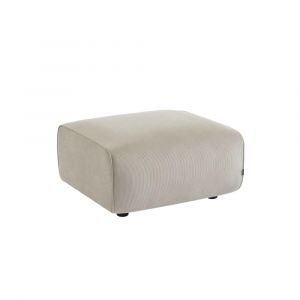 Pouf, module pour canapé, repose-pieds pour canapé 2 places en velours côtelé greige, l 76 x p 70 x h 41cm - Wallas