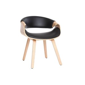 Miliboo Fauteuil scandinave noir et bois clair ARAMIS