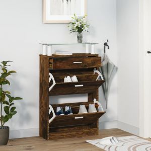 VidaXL Armoire à chaussures Chêne fumé 63x24x104 cm Bois d'ingénierie