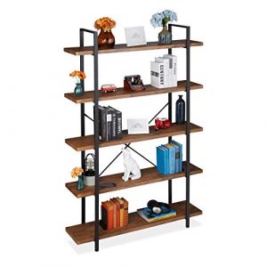 Relaxdays Etagère à Livres à 5 Niveaux, Design Industriel, 178 x 120 x 33,5 cm, MDF ...