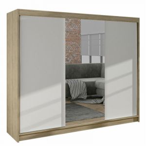 Image de Atlanta Mobilier1 - Armoire Closico 158, Sonoma chêne + Blanc, 215x200x58cm, Portes d'armoire: Coulissantes, Nombre d'étagères: 0