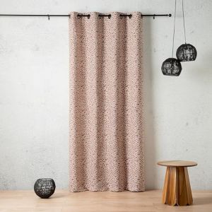LINDER Rideau à Motif Tissu Jacquard - Tissé et Teint en France - Style Nature - Marron Fauve - œillets Canon de Fusil - 140x260cm - 62% Polyester 37% Coton 1% Autres Fibres - Collection Marsala
