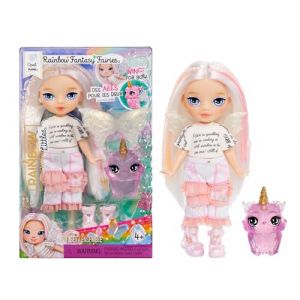 Rainbow high Littles Rainbow Fantasy Fairies & Pet - Opal, Arc-en-Ciel - Petite Poupée de 14cm & Chouette Fantasy avec Ailes de Fées Interchangeable, Cadeau Mignon Dès 4 Ans