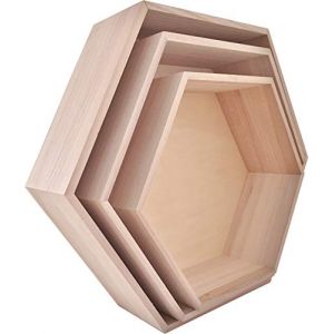 Graine Cr&eacute;ative Etag&egrave;res en bois - hexagonale - 3 pcs