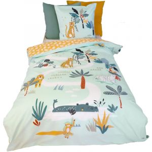 Linnea - Parure de lit jungle mania polyester microfibre Taie 63x63 cm 140x200 cm