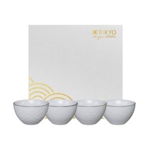 Tokyo Design Studio 4 bols porcelaine Nippon White blanc & or D11 cm Blanc