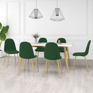 VidaXL Chaises De Salle ¿¿ Manger 6 Pcs Vert Fonc¿¿ Velours