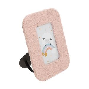 Cadre photo en teddy bouclettes rose Rose
