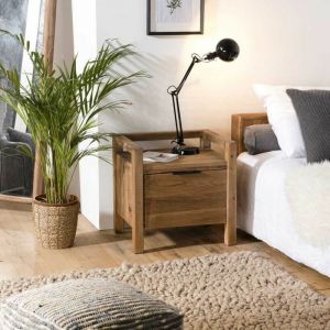 Macabane Maisonetstyles Chevet 1 tiroir 55x45x55 cm en pin recyclé - GLAYNE
