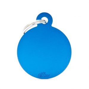 Myfamily Médaille basic grand cercle pour chien en aluminium bleu