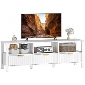 Homcom Meuble TV - 65 pouces - 3 tiroirs et 3 étagères ouvertes - panneau de particules et MDF - 152x39,5x50cm - blanc
