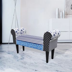 VidaXL Tabouret de style pastoral de couleurs bleu et blanc