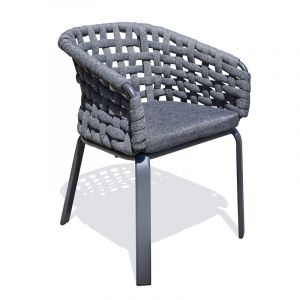 DCB Garden Fauteuil de jardin Camargue corde tiss&eacute; en aluminium gris anthracite