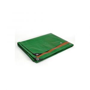 Bache Industrielle 8x12 m - Très résistante - Etanche - Anti-UV - Verte et marron - Oeillets