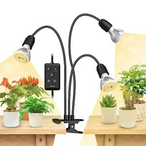 SANSI Lampe de culture de plantes 450W spectre complet 4000K, lumières de croissance réglables en hauteur avec minuterie 4/8/12h pour plantes d'intérieur - Noir