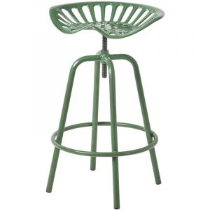 Tabouret vintage vert avec siège de tracteur pivotant, 70 cm