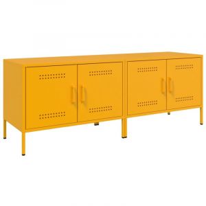 VidaXL Meubles TV 2 pcs jaune moutarde 68x39x50,5 cm acier, support TV, buffet TV, meuble multimédia, banc TV, armoire hifi, centre de divertissement