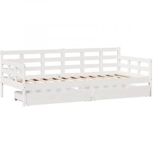 VidaXL Lit de jour avec tiroirs blanc 90x190 cm bois de pin massif