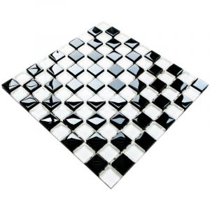 Ilcom - Mosa&iuml;que de verre sur maille pour salle de bain ou cuisine 27.2cm x 27cm - Check Mate