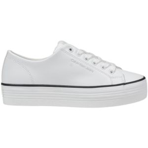 Calvin Klein Baskets Vulcanisées Femme Bold Low en Cuir, Blanc (Bright White/Bla, 38