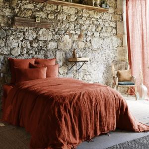 Housse De Couette 240x260 Cm Lin Français Paprika