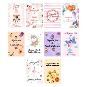 Image de Cartes de v&oelig;ux - ADZIF.BIZ - Sainte Catherine - Lot de 10 - Papier satin&eacute; - Fabrication fran&ccedil;aise